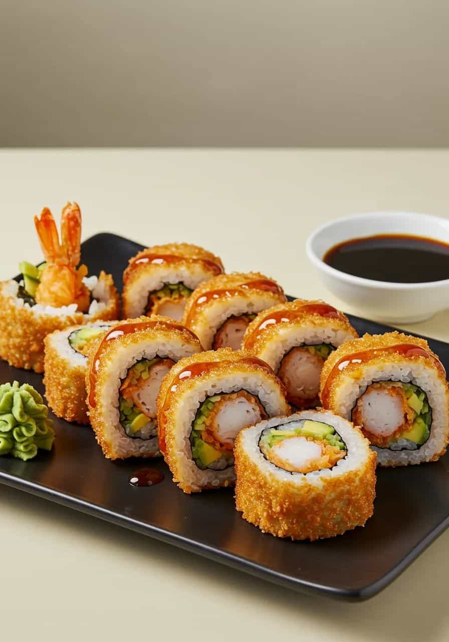 Hot roll krivetka - (Yaponica düyü, nori, pendir, xiyar,...