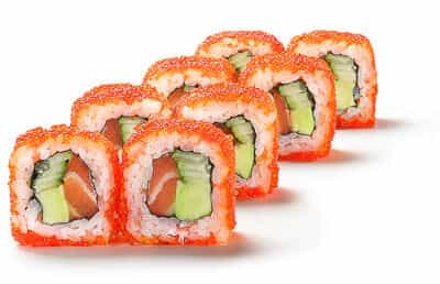 Kalifornia Salmon roll - (Yaponica düyü, nori, pendir, xiyar,...