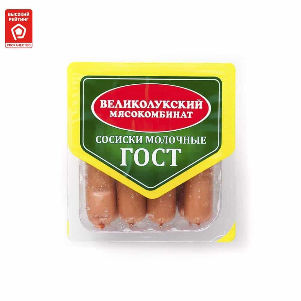 Молочные сосиски ГОСТ 330 г - Великолукский...