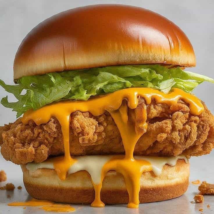Chicken Cheeseburger - (Burger çörəyi, aysberg salatı, ...
