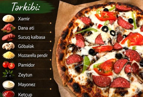 Ətli-Sucuxlu pizza - 31sm