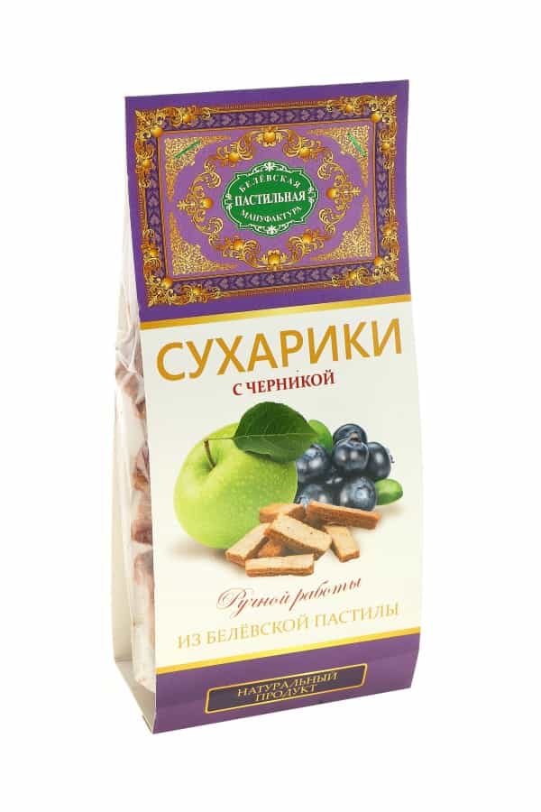Сухарики из белёвской пастилы с черникой  55 гр - Белеевская