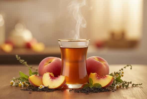 peach tea - Şaftalı, portağal, nanə, qara çay