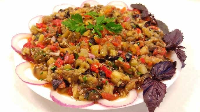 MANQAL SALATI - (Badımcan,bibər,pomidor,soğan,reyhan)