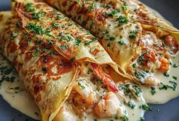 CREAMY SHRİMP CREPE - (Un , süt , yumurta , kərə yağı ,...