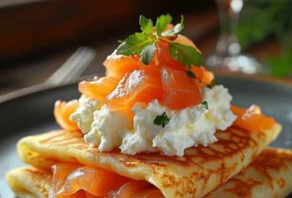 CREPE salmon 3 ədəd - (Un , süt , salmon , yumurta,kərə...