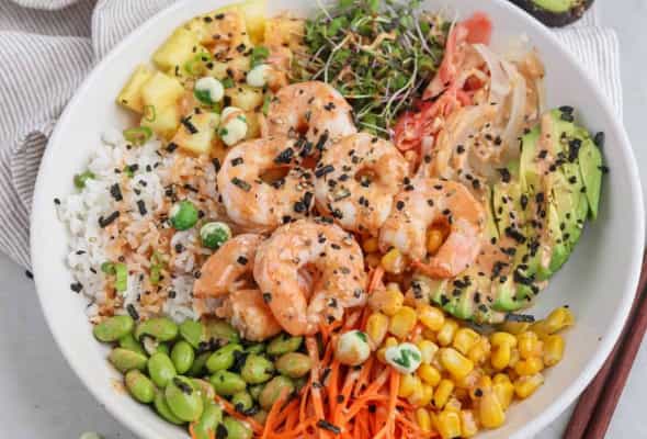 POKE SHRIMP - (Krivetka, Japonica rice , avokado ,...