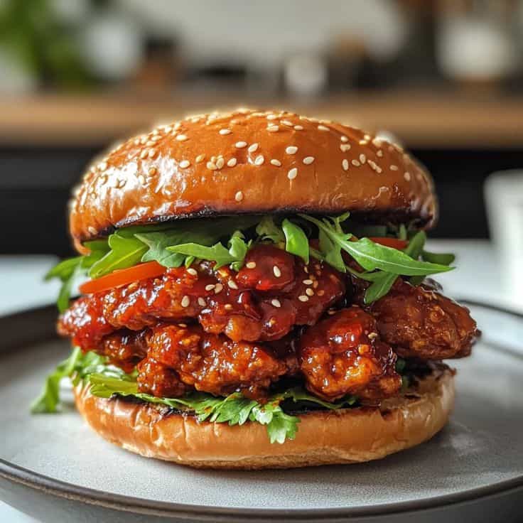sweet chicken  burger - (Burger çörəyi, rukola,  toyuq kfc ,...