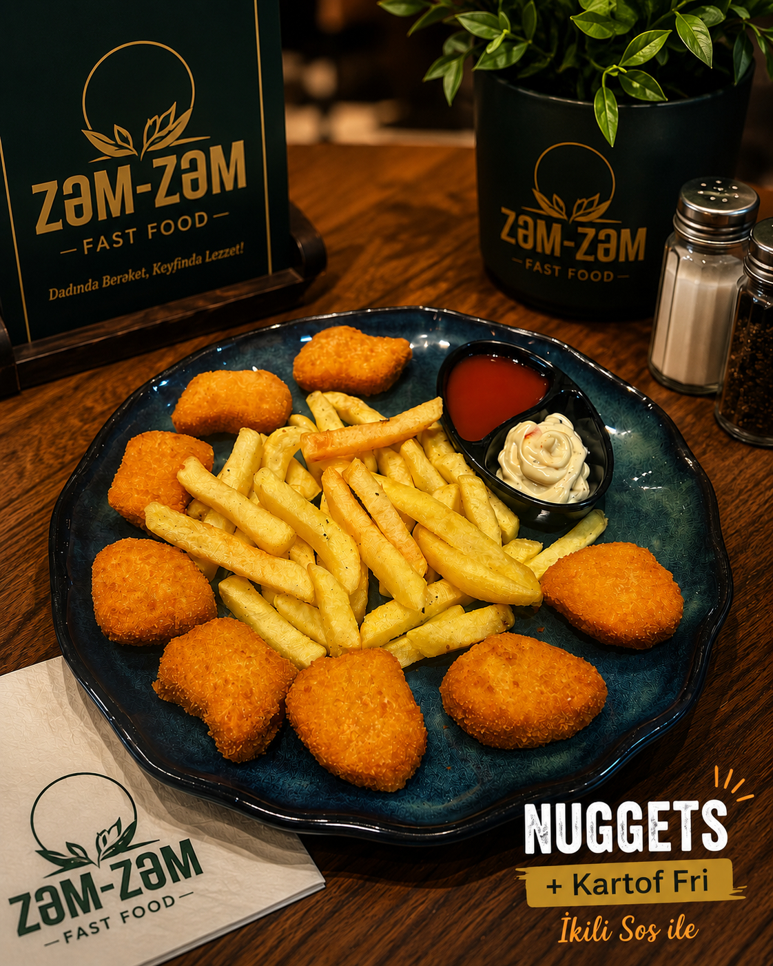 NUGGETS - Toyuq filesi, kartof fri, xüsusi sous