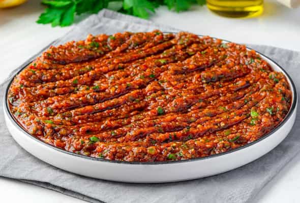 Acılı əzmə 300 qr - (Sarımsaq, pomidor, acı bibər,...